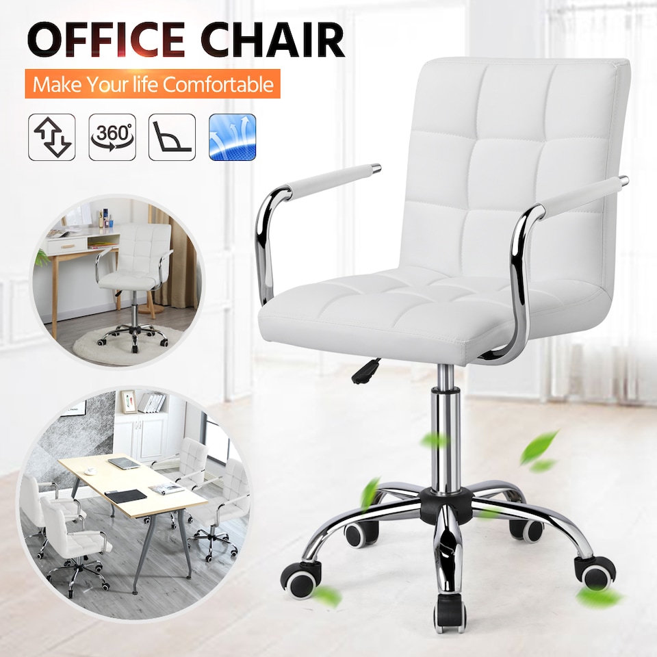 image 1 of Yaheetech PU Leather Height Adjustable Office Chair Mid-Back