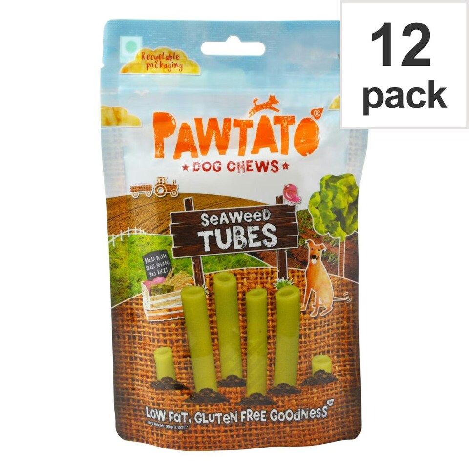 image 1 of Benevo Pawtato Tubes Seaweed Dog Chews 90g (Pack of 12)