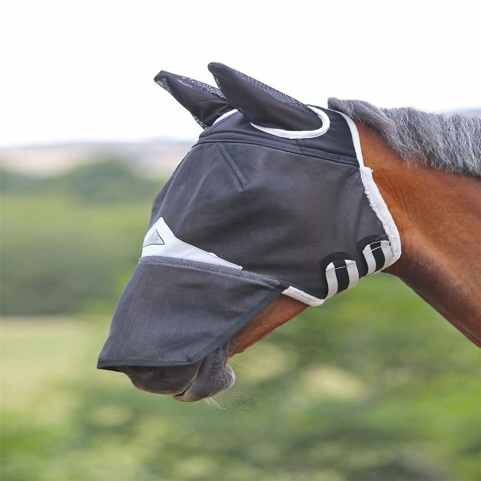 image 1 of Shires Field Durable Fly Mask With Ears & Nose Black | Size: X-Full
Colour: Black