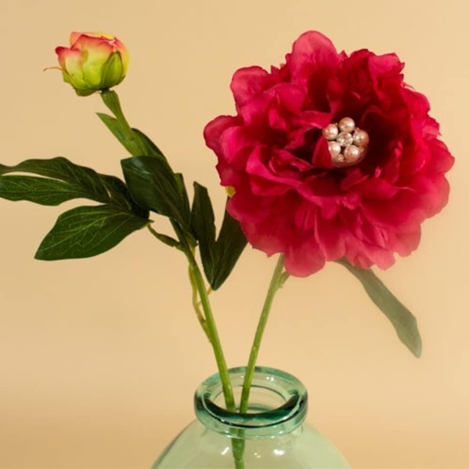 image 1 of Hot Pink Peony with Gems Artificial Flower Decoration 49cm