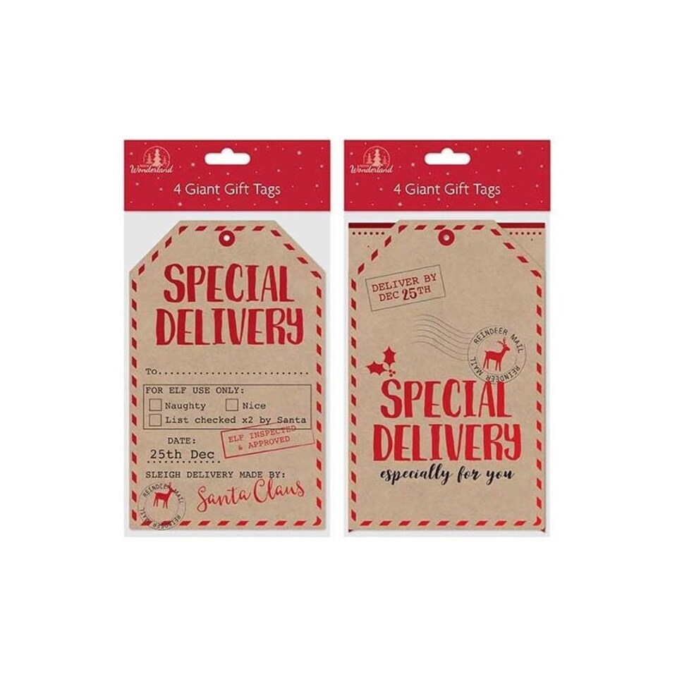 image 1 of 4 Giant Kraft Gift Tags Classic Christmas 2 Assorted