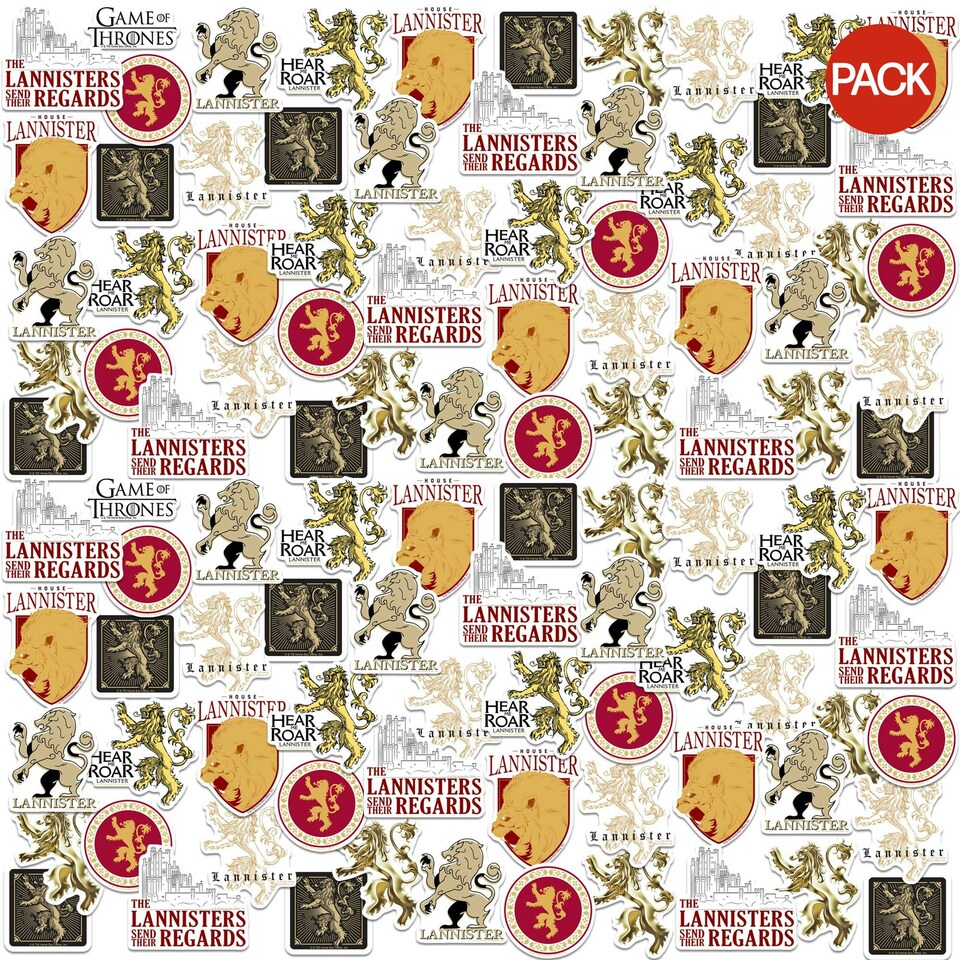 image 1 of Game Of Thrones Deluxe Lannister Stickers (Pack of 100) - Multicoloured - One Size (UTTV19679)