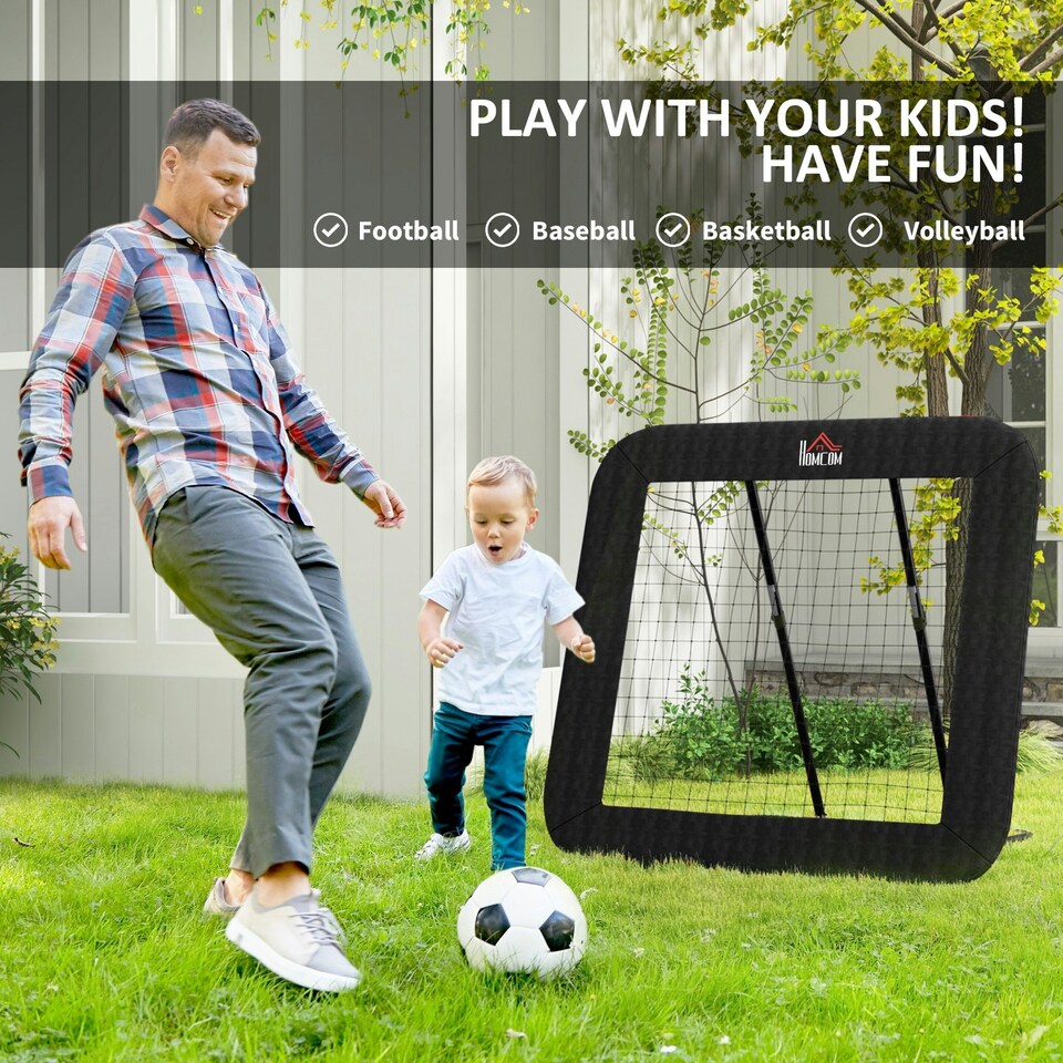 image 1 of HOMCOM Football Training Net, Target Goal W/ Adjustable Angles - Black