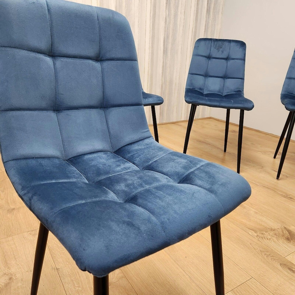 image 1 of Dining Chairs Set of 4 Blue Velvet Kitchen Chairs Blue