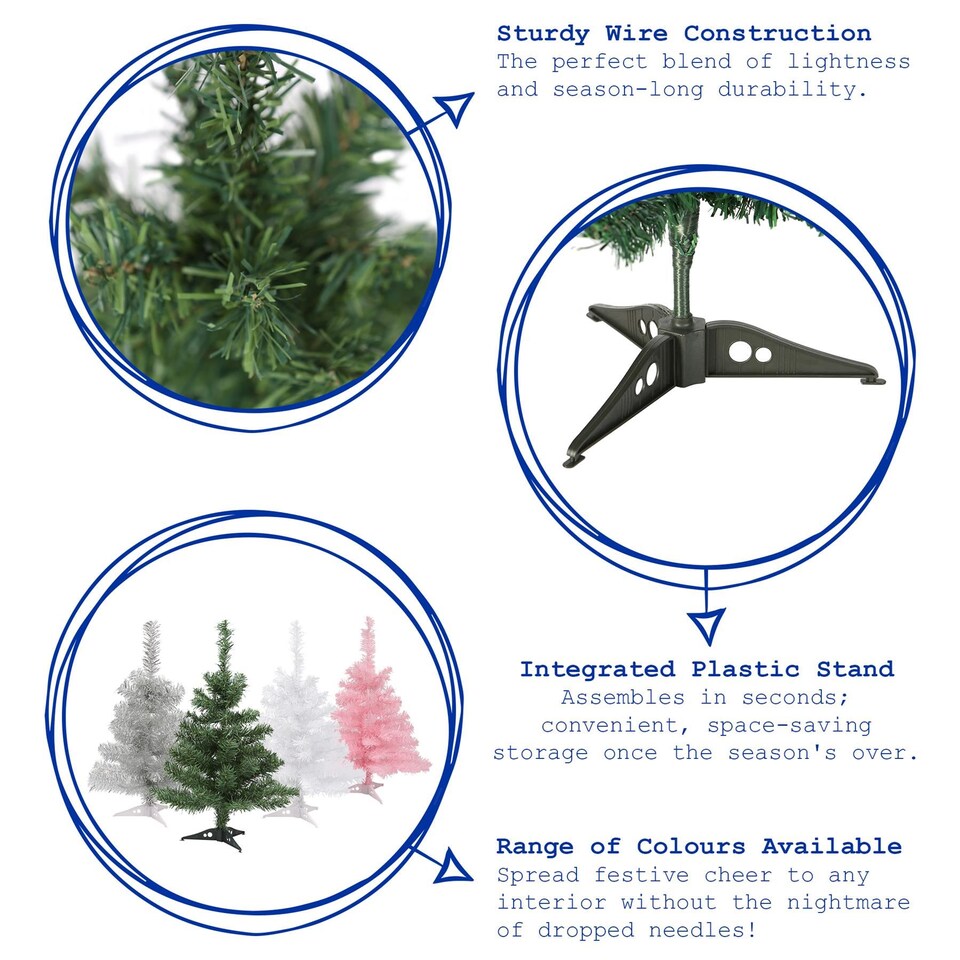 image 1 of Harbour Housewares Artificial Fir Christmas Trees - 60cm - Green - Pack of 2