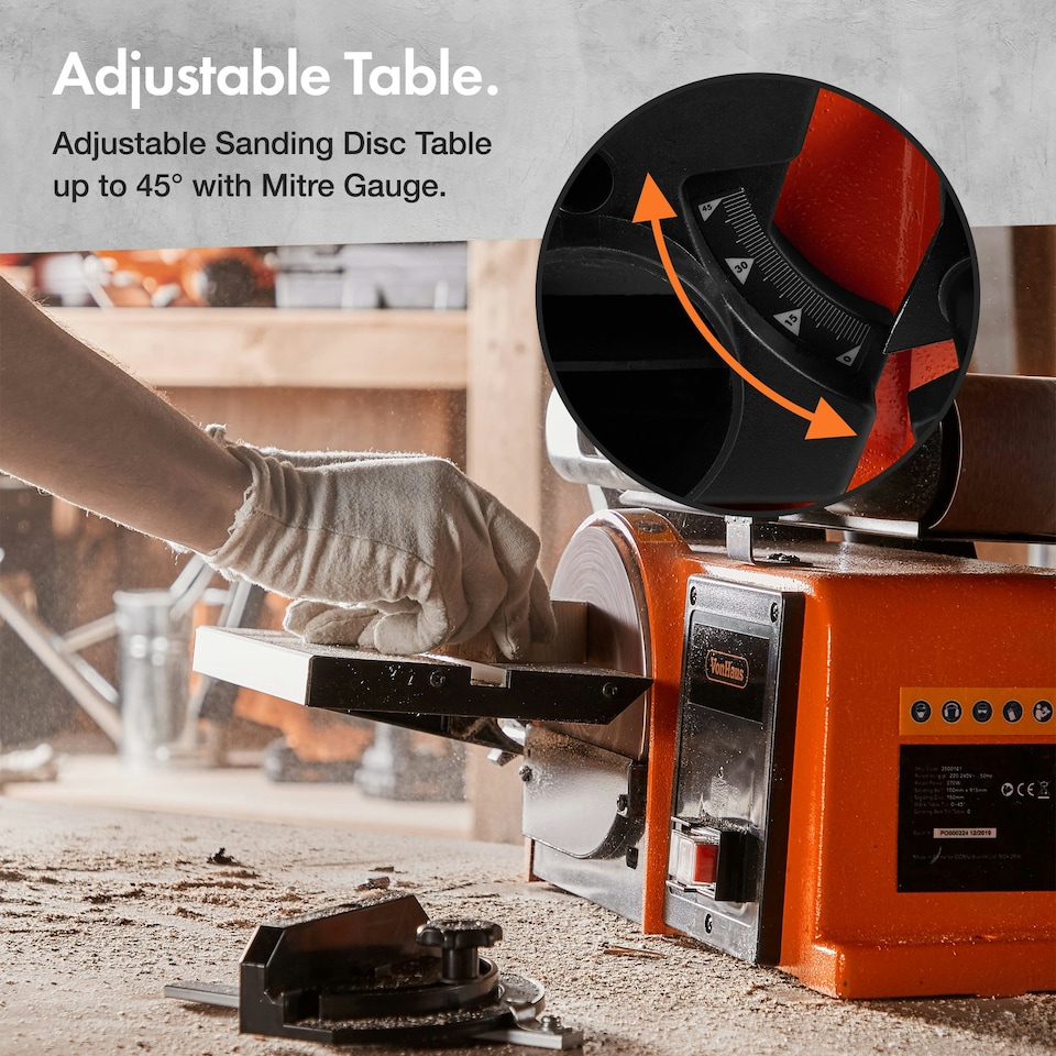 image 1 of VonHaus Benchtop Belt and Disc Sander with Cast Iron Base