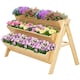 image 1 of Outsunny 3 Tier Wooden Garden Raised Bed Plant Bed with Clapboard and Hooks