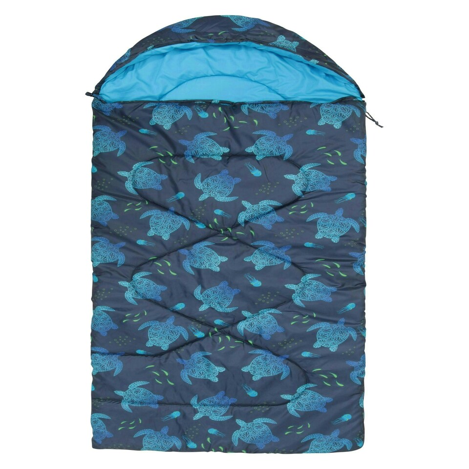 image 1 of Mountain Warehouse Kids Sleeping Bag 2 Season Camping Childrens Girls Boys Blue | Petrol Blue