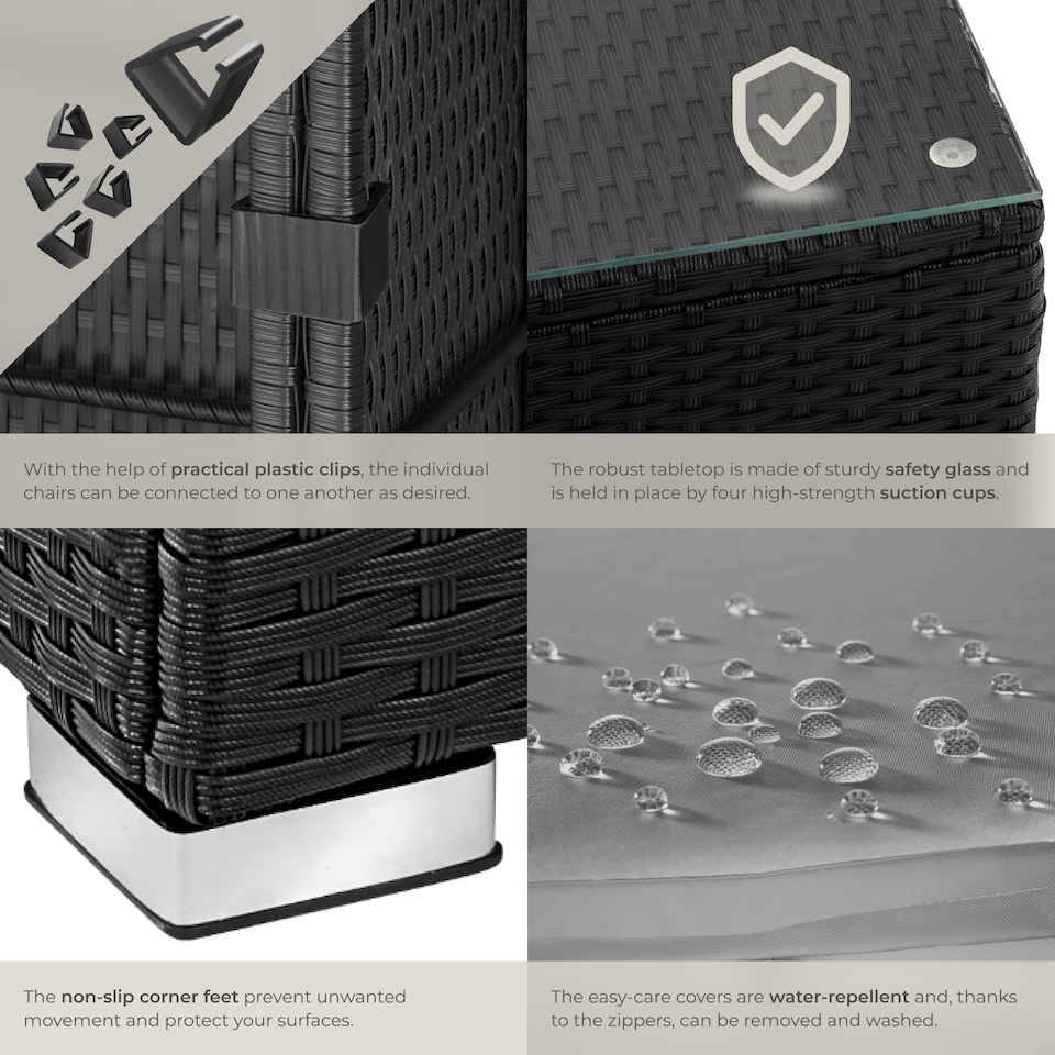 image 1 of Garden Furniture Set Lignano - modular sofa set for 3 to 4 people, coffee table | Black | black | 179 x 150 x 65 cm | 1