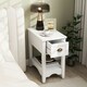 image 2 of COSTWAY 2 PCS Nightstand Side End Table White White