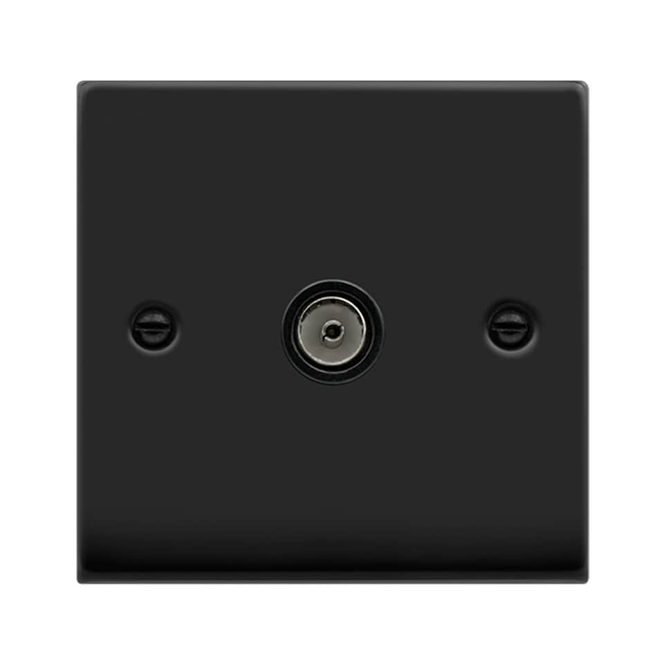 image 1 of SE HOME Matt Black 1 Gang Single Coaxial TV Socket Black | Matt