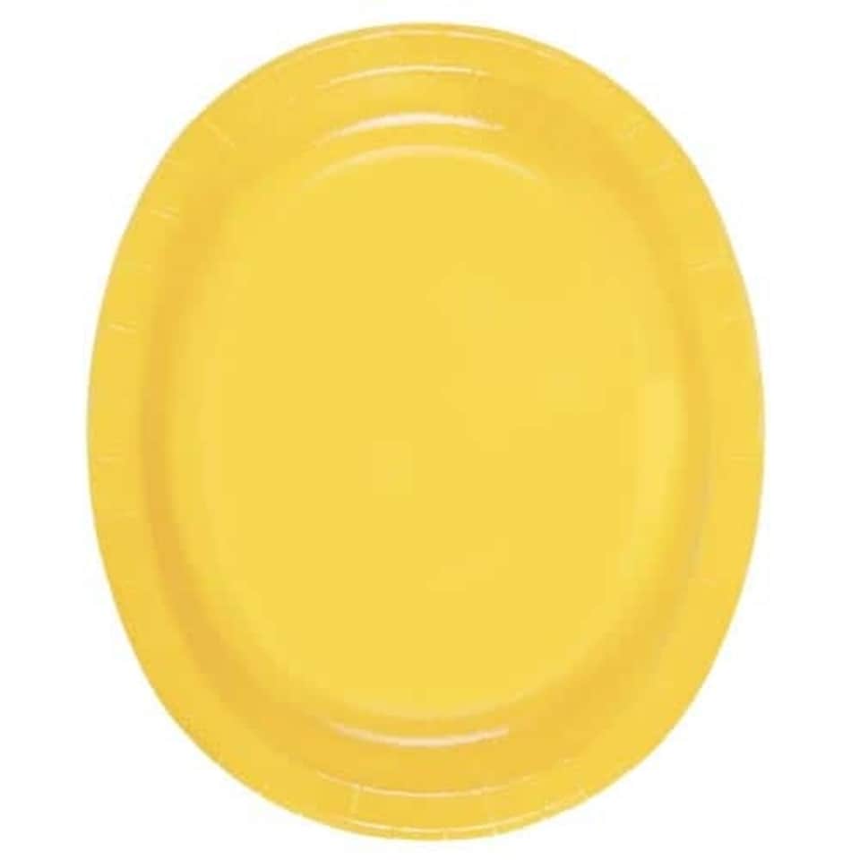 Yellow Oval Paper Plates 30cm - Pack of 8