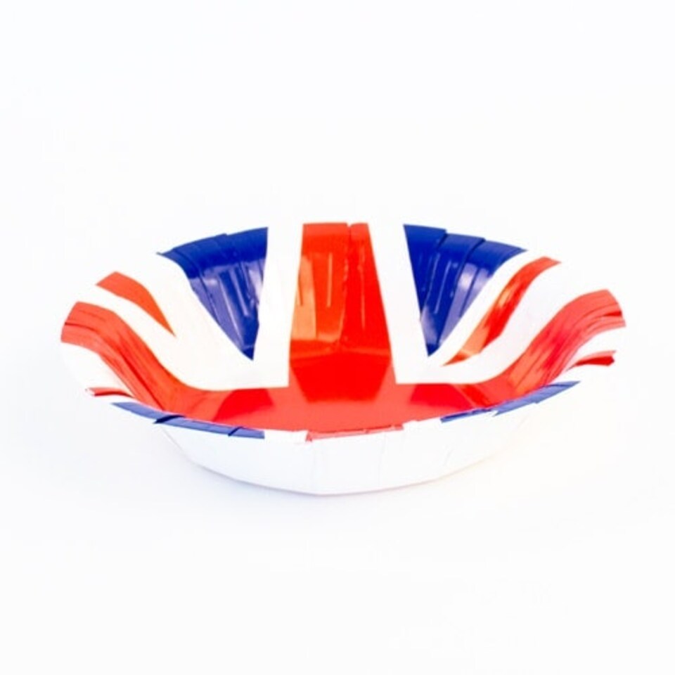 Union Jack Round Paper Bowls 17cm - Pack of 10