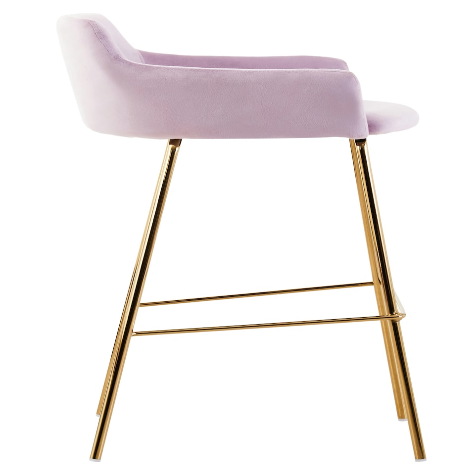 image 1 of Tamzin Pink Velvet Low Back Bar Chair Pink