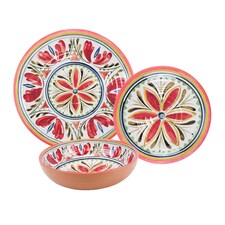 Mediterranean 24 Piece Melamine Dinnerware Set | Red