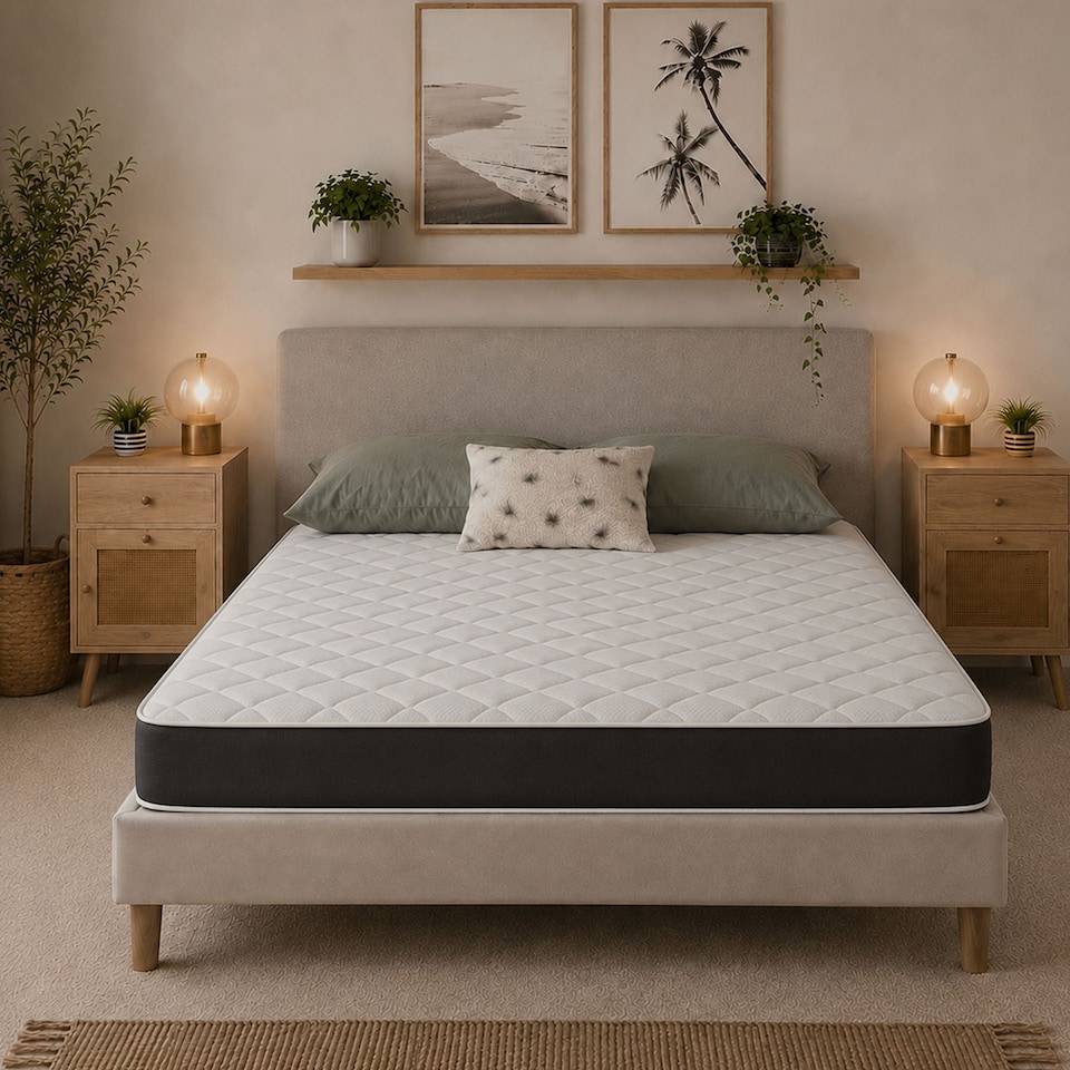 image 1 of Hybrid Mattress - Soft Feel, Memory Foam and Spring Support | Black | European Double