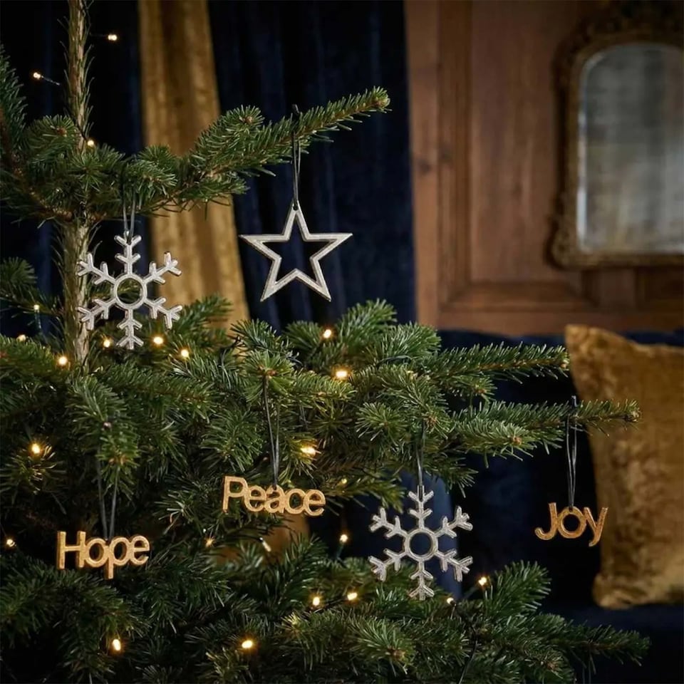 image 1 of Homescapes Set of 12 Gold and Silver Christmas Tree Decorations