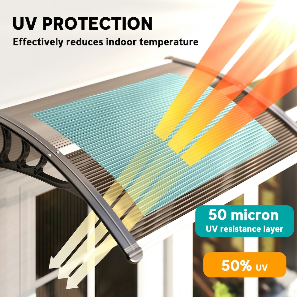 image 1 of Outsunny Outdoor Window Door Canopy with Awning Porch UV Water Cover Brown | Brown | Brown | 100 x 75 x 23 cm | 1