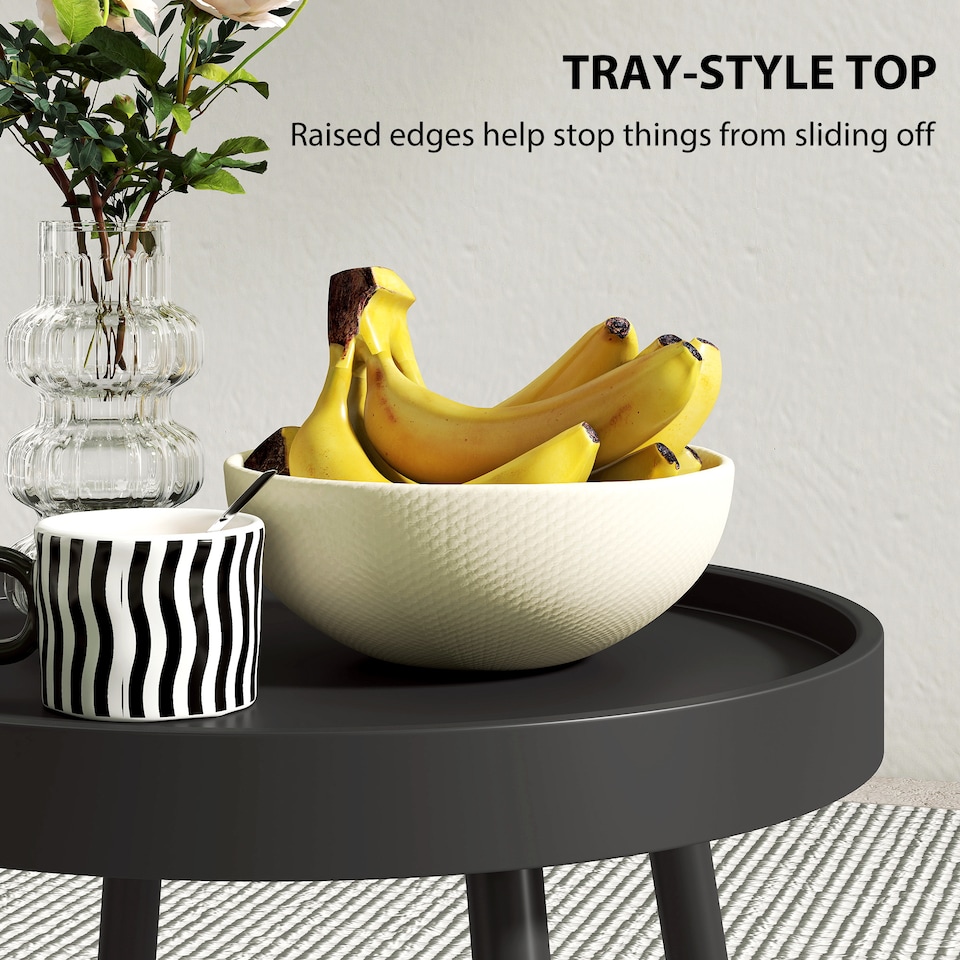 image 1 of Outsunny Round Garden Table, Outdoor Coffee Side Table with Plastic Top