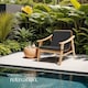 image 8 of Rattan Garden Chair Outdoor Furniture Chairs Varnished Wooden Frame Lounge Arm Chair | Cream | nature | One Size | 1