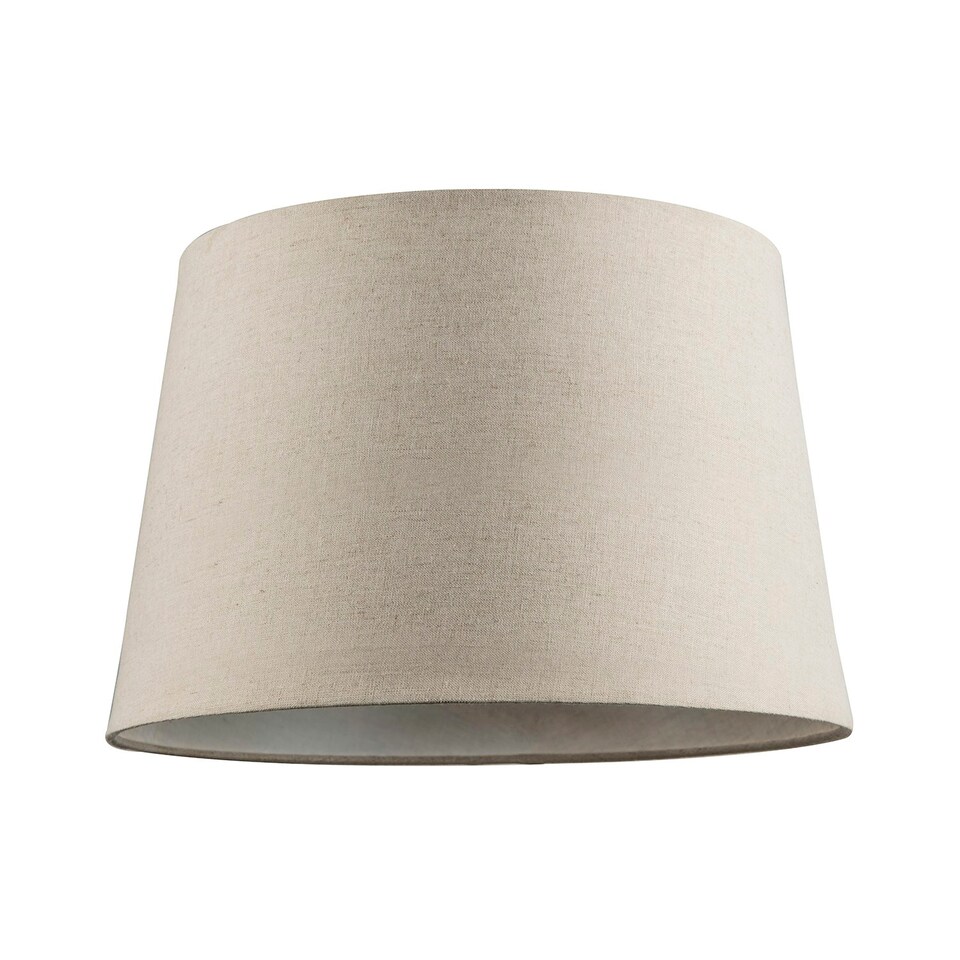 image 1 of Designer Taupe Beige Naturally Textured Linen Lamp Shade in Drum Shape Cream