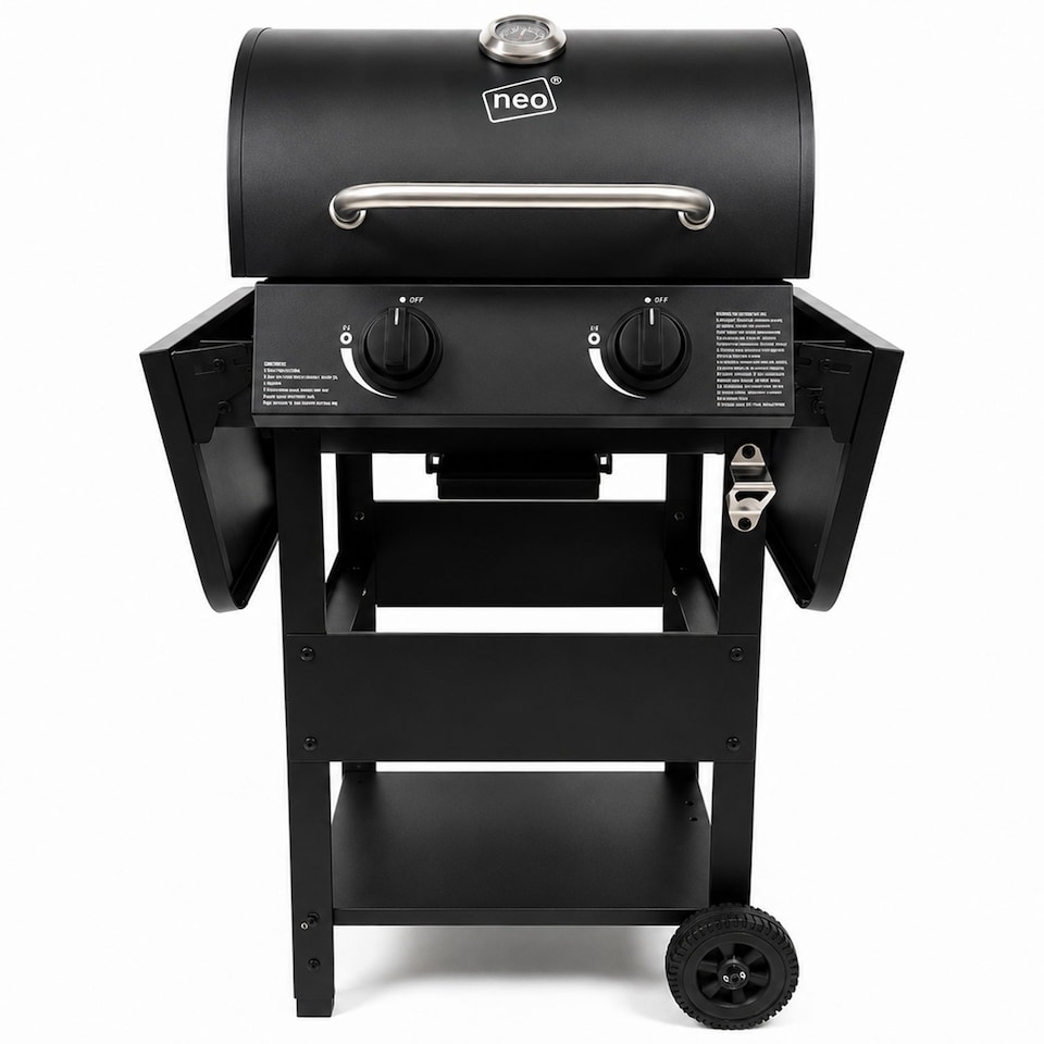 image 1 of Outdoor 2 Burner Steel Gas BBQ Grill Side Shelves Rack Bottle Opener & Regulator Kit