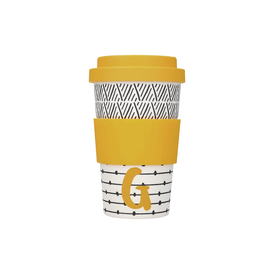 image 1 of KitchenCraft 410ml Bamboo A to Z Letter "G" Reuseable Mug | Multi