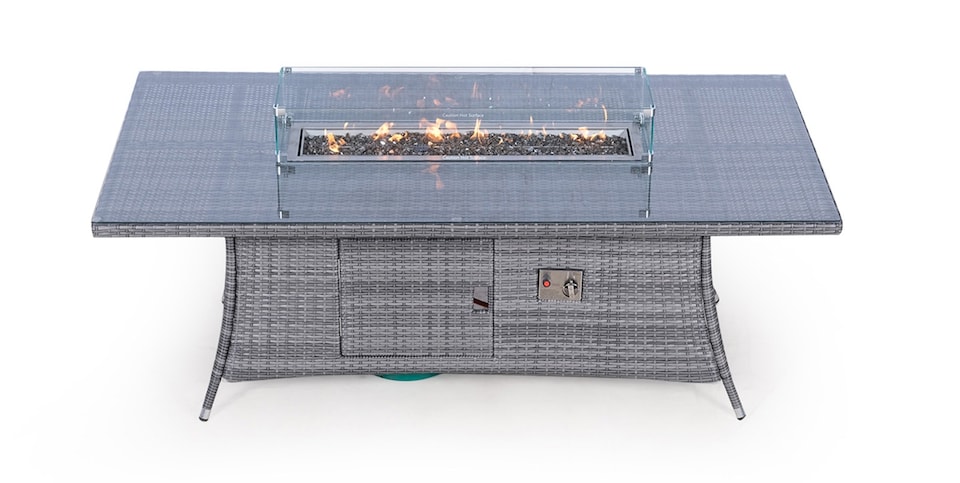 image 1 of Giardino Fire Pit 8 Seater Rectangle Rattan Dining Table | Grey
