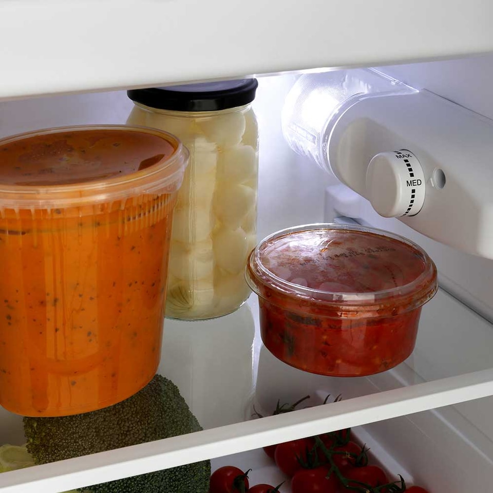 image 1 of Cookology UCIB80 Under Counter Freestanding Fridge in Black - 80 Litre Capacity - Adjustable Temperature Control & Legs - Reversible Door and Ice Box