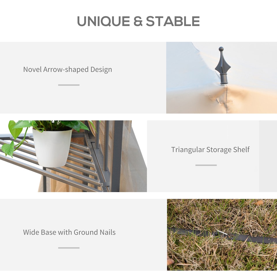 image 1 of Outsunny 3Mx3M Garden Gazebo Double Top Outdoor Canopy Patio Event Party Wedding Tent Backyard Sun Shade with Netting Cream White