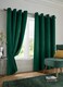 image 9 of Velvet Thermal Blackout Eyelet Curtains Ready Made Pair - 168cm x 183cm - Green