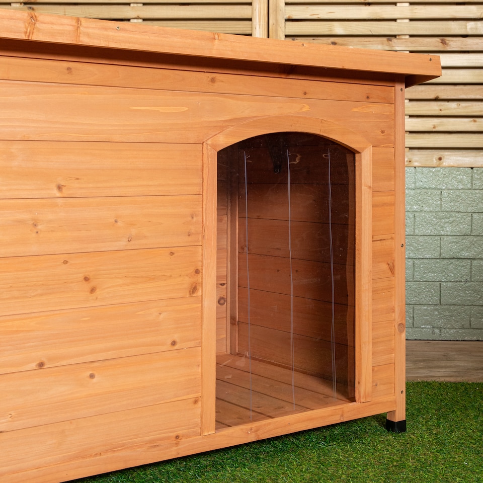 image 1 of 72cm x 1.04m Medium Outdoor Garden Cosy Wooden Dog House Kennel with Window