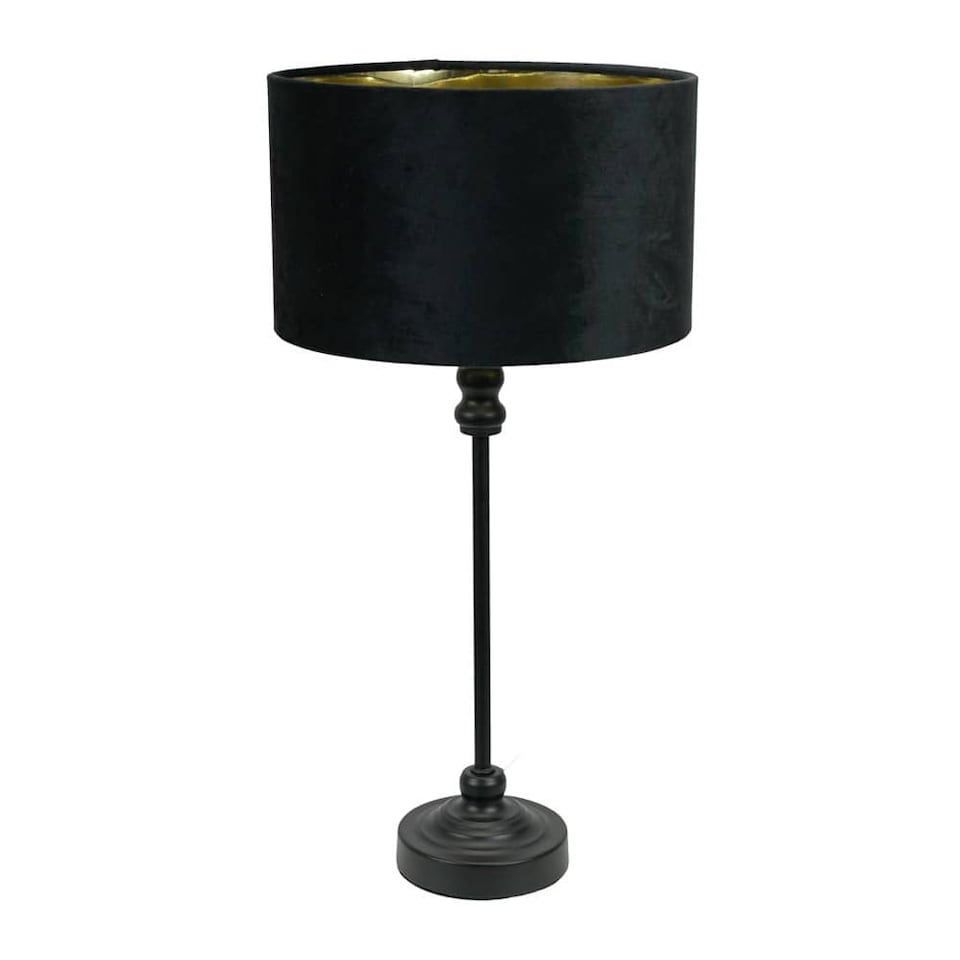 image 1 of ValueLights Maggie Black Candlestick Table Lamp Black Shade & Bulb | Black