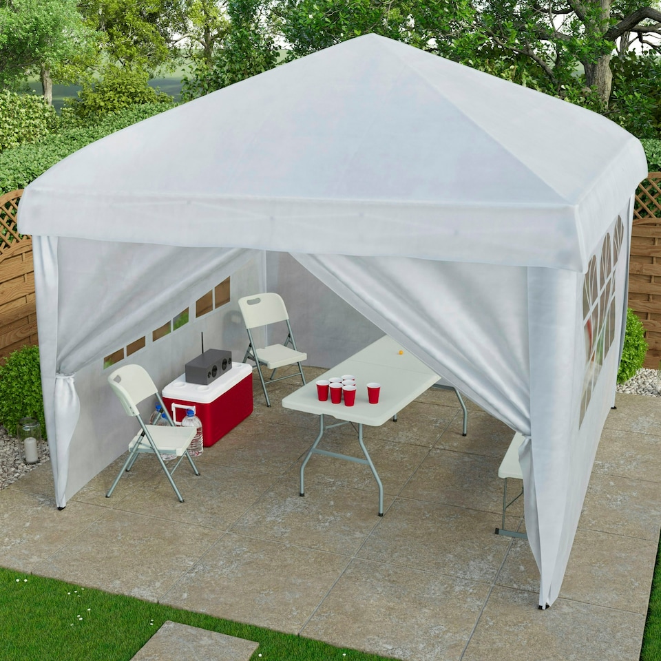 image 1 of Garden Vida 2.5x2.5m Pop Up Gazebo With Sides Outdoor Garden Canopy, White