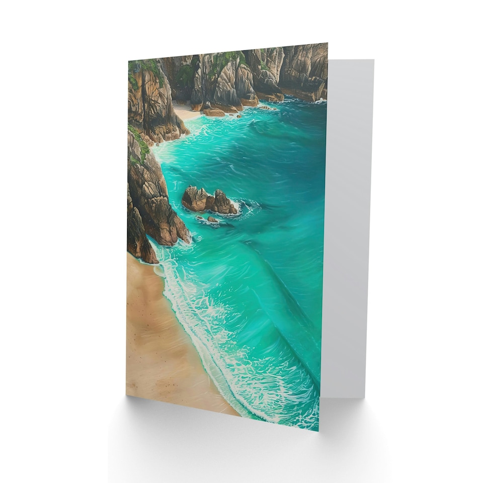 image 1 of Waves Surfing Turquoise Sea Shore Coast Him Her Birthday Card