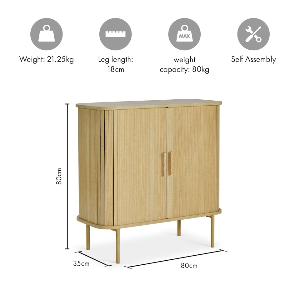 image 1 of VonHaus Landos Sideboard with Sliding Doors and Tambour Finish