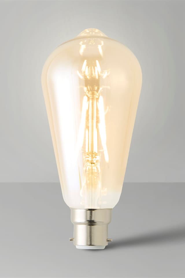 image 1 of ValueLights B22 Pack of 5 4W Amber Filament Pear Shaped Warm White LED Bulbs | Clear