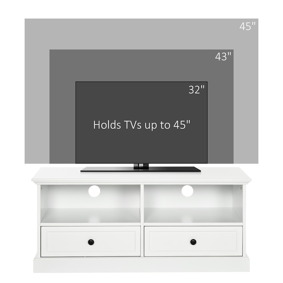 image 1 of HOMCOM TV Stand with Drawers Shelves and Cable Management, for 45" TVs, White