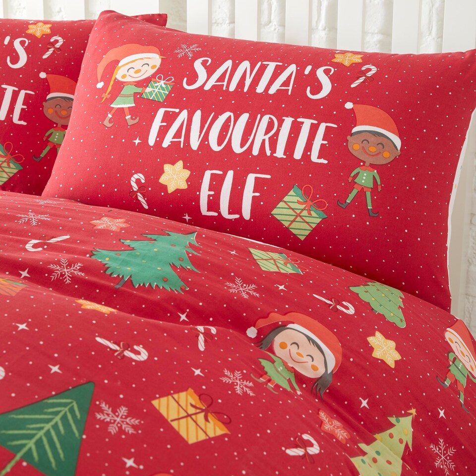image 1 of Bedlam Elf & Santa Duvet Cover Set Multi