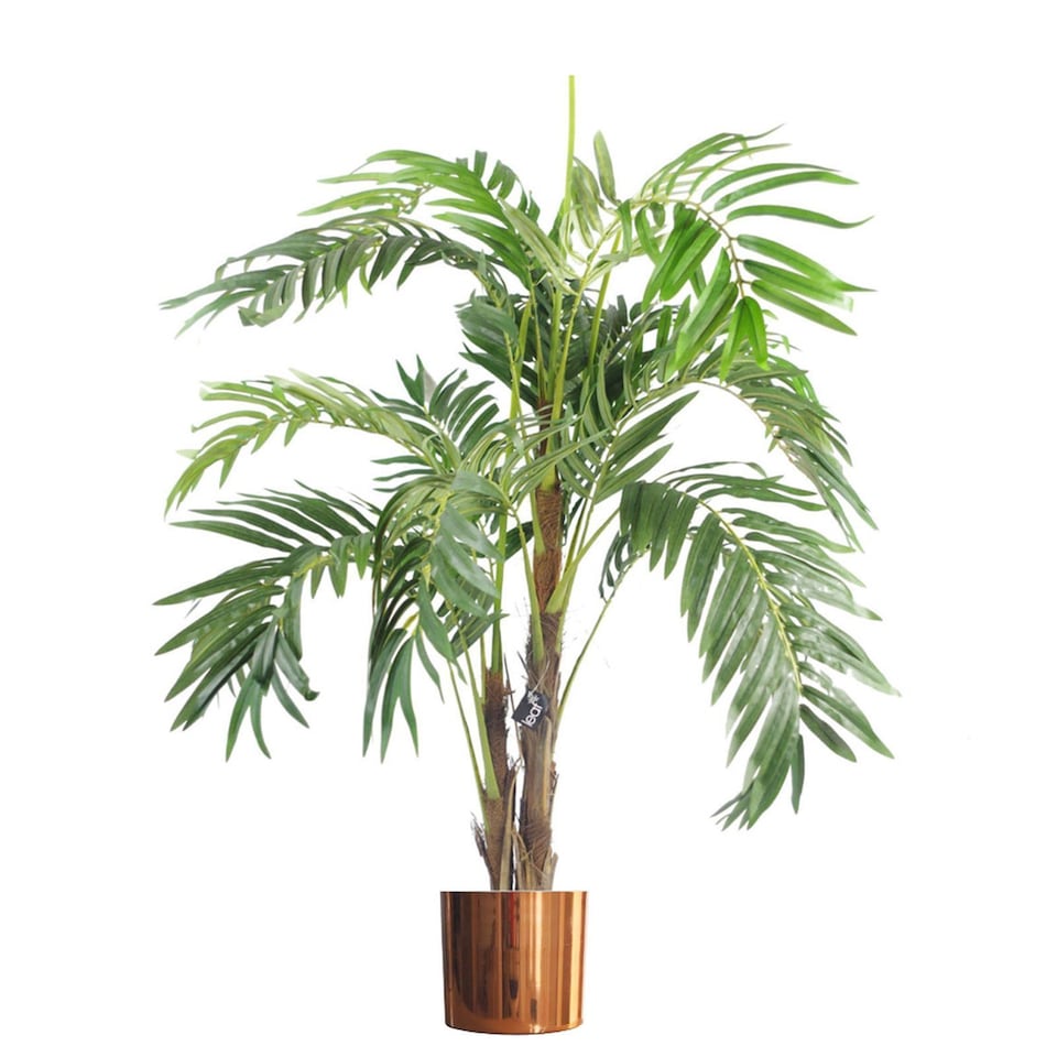 image 1 of 120cm Premium Artificial palm tree with pot with Copper Metal Planter | Green | 4ft