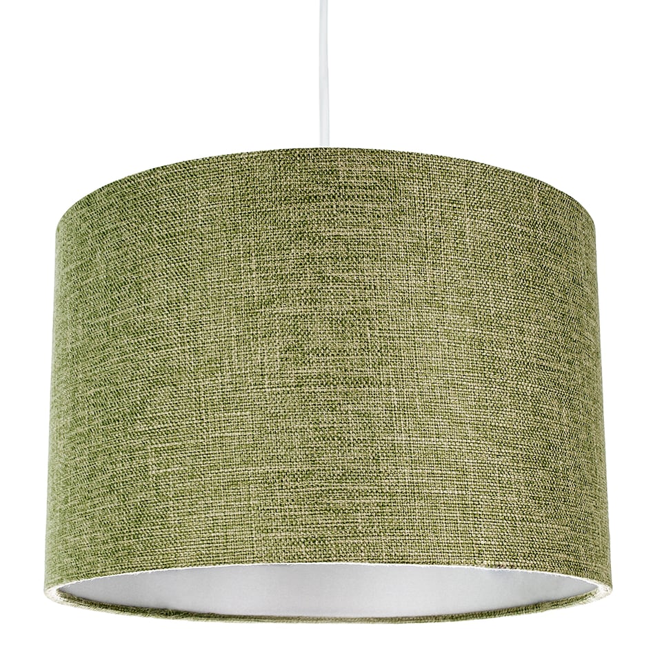 image 1 of Contemporary and Sleek Olive Sage Plain Linen Fabric Drum Lamp Shade 60w Maximum | Green | 12"