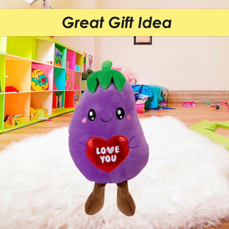 image 1 of Aubergine Soft Toy Cute Plushie Huggable Cuddly Stuffed Toy 20cm Purple