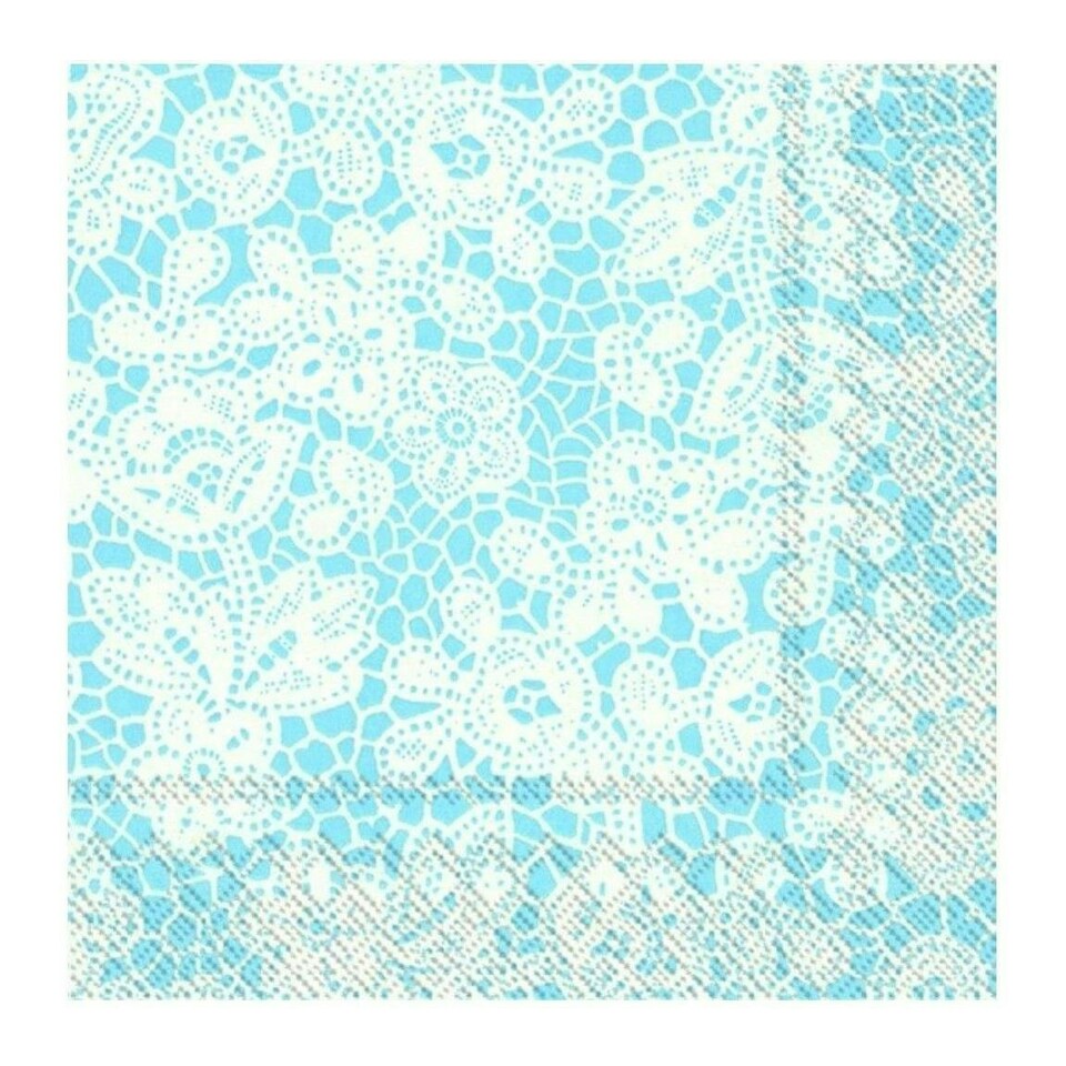 IHR Lunch Napkins Pretty Lace Light Blue 33cm 3ply 20 Pack