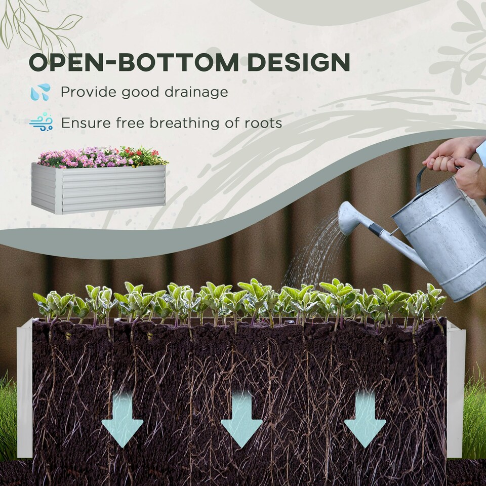 image 1 of Outsunny Galvanised Steel Outdoor Raised Bed w/ Reinforced Rods, Dark Grey