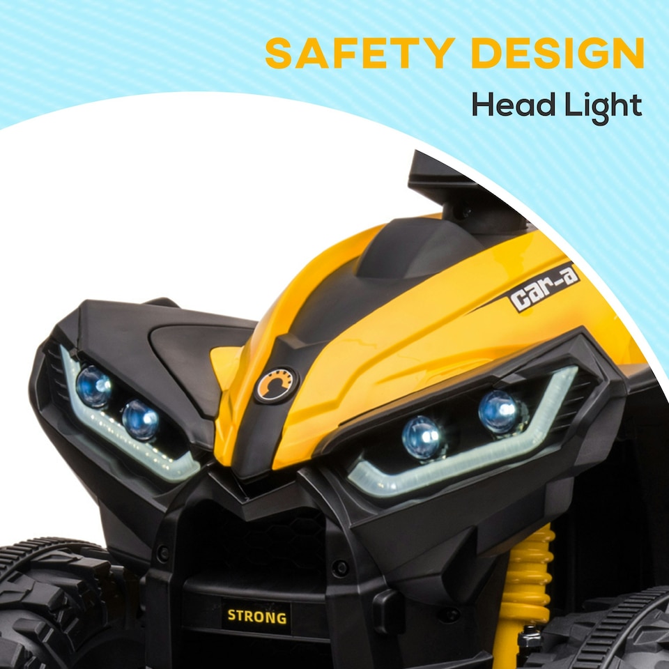 image 1 of HOMCOM 12V Electric Quad Bikes for Kids Ride On Car ATV Toy for 3-5 Years Yellow