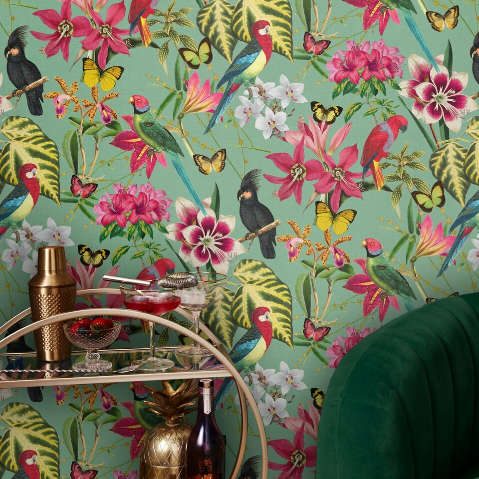 image 1 of Envy Paradiso Multi Wallpaper Green | Pink