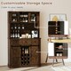 image 4 of COSTWAY 184cm Tall Kitchen Cupboard Buffet Storage Cabinet Brown