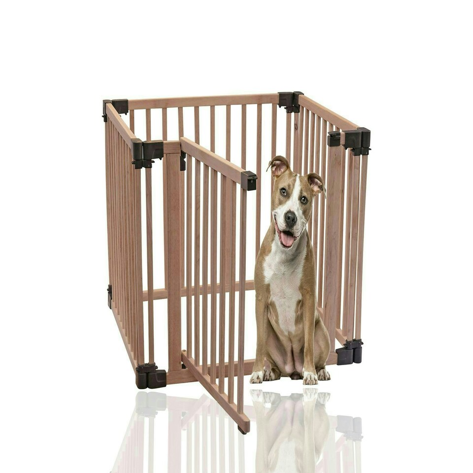 image 1 of Bettacare Wooden Dog Pen, 80cm x 80cm, Natural Wood, 76cm High, Dog Pen for Pets Dogs and Puppy, Dog Playpen Cream