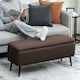 image 2 of HOMCOM Storage Ottoman Bench, Linen Fabric Footstool with Steel Legs Brown | Brown | Black | 1