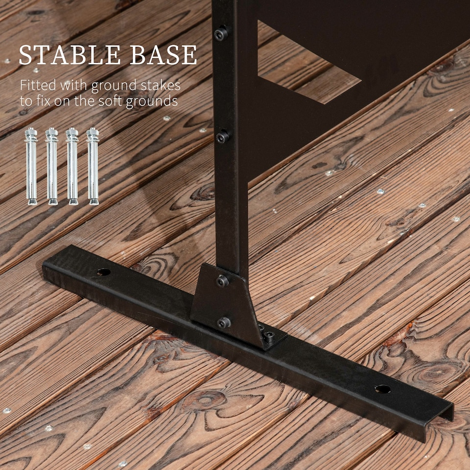 image 1 of Outsunny 6.5FT Metal Outdoor Privacy Screen Panel with Stand, Banana Leaf Style